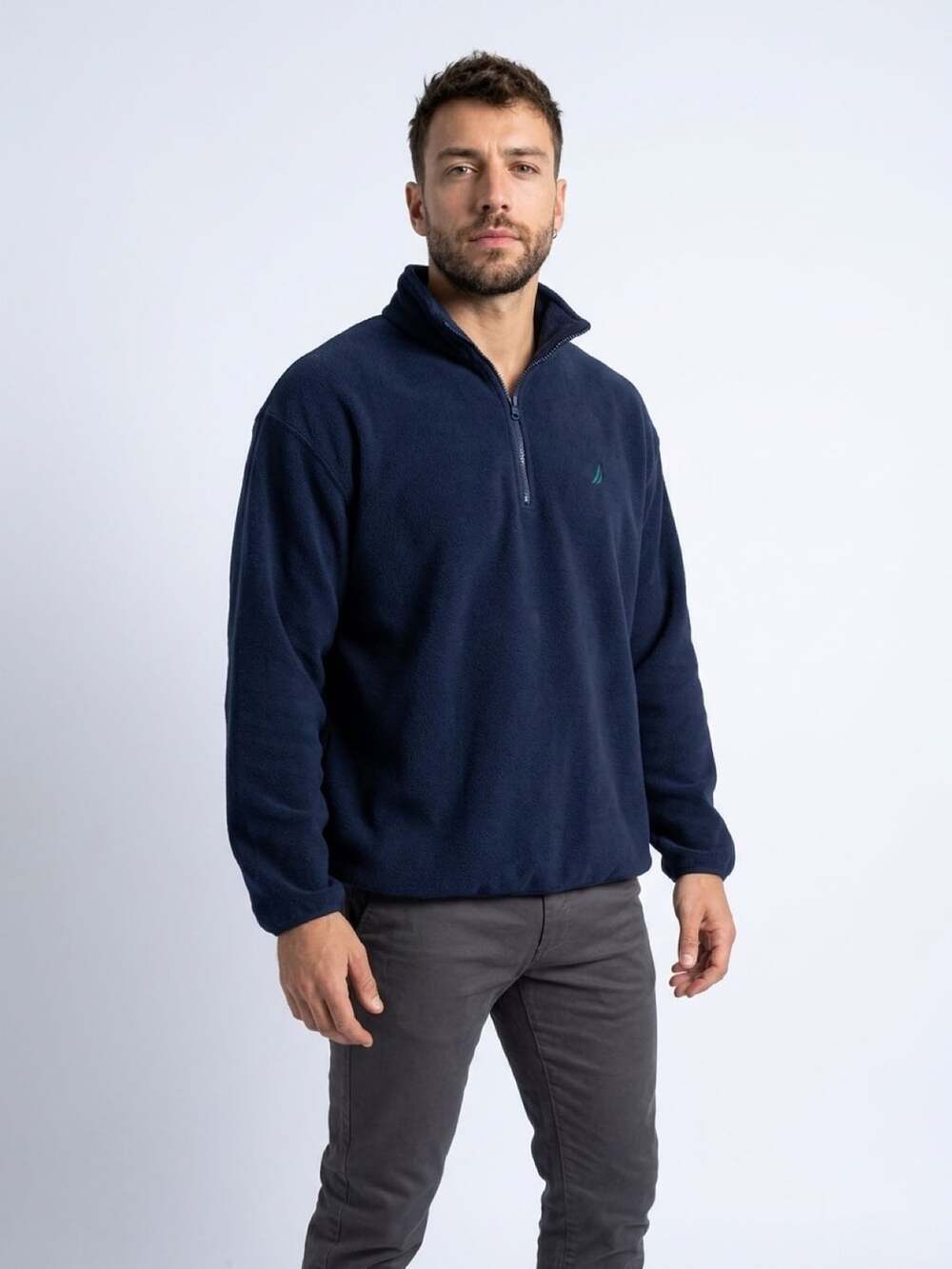 Nautica Quarter Zip Fleece Pullover Size XXL Navy Blue